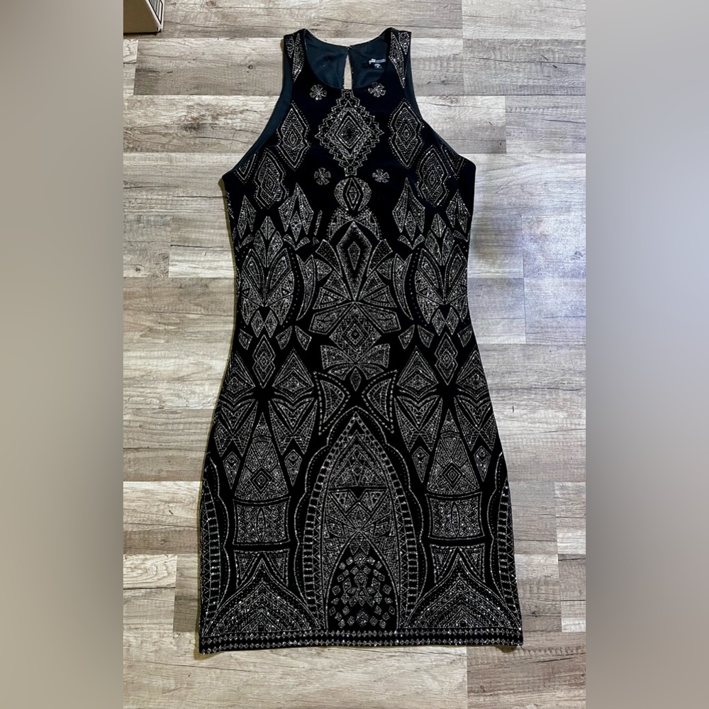 Jump Apparel Sequin High Neck Mini Dress